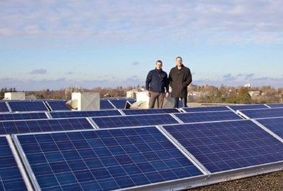 Green Energy Solar Panels on the roof of Skyline's rental building